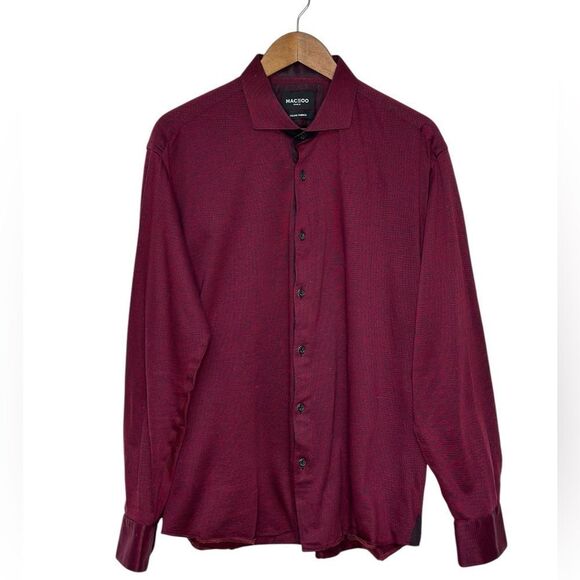MACEOO Paris Wall Street Button Down Shirt Burgundy Size XL - Picture 1 of 13